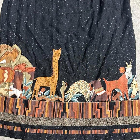 Vintage Haggerty Artwear Midi Animal Safari Printed Skirt Size Small - Picture 2 of 7